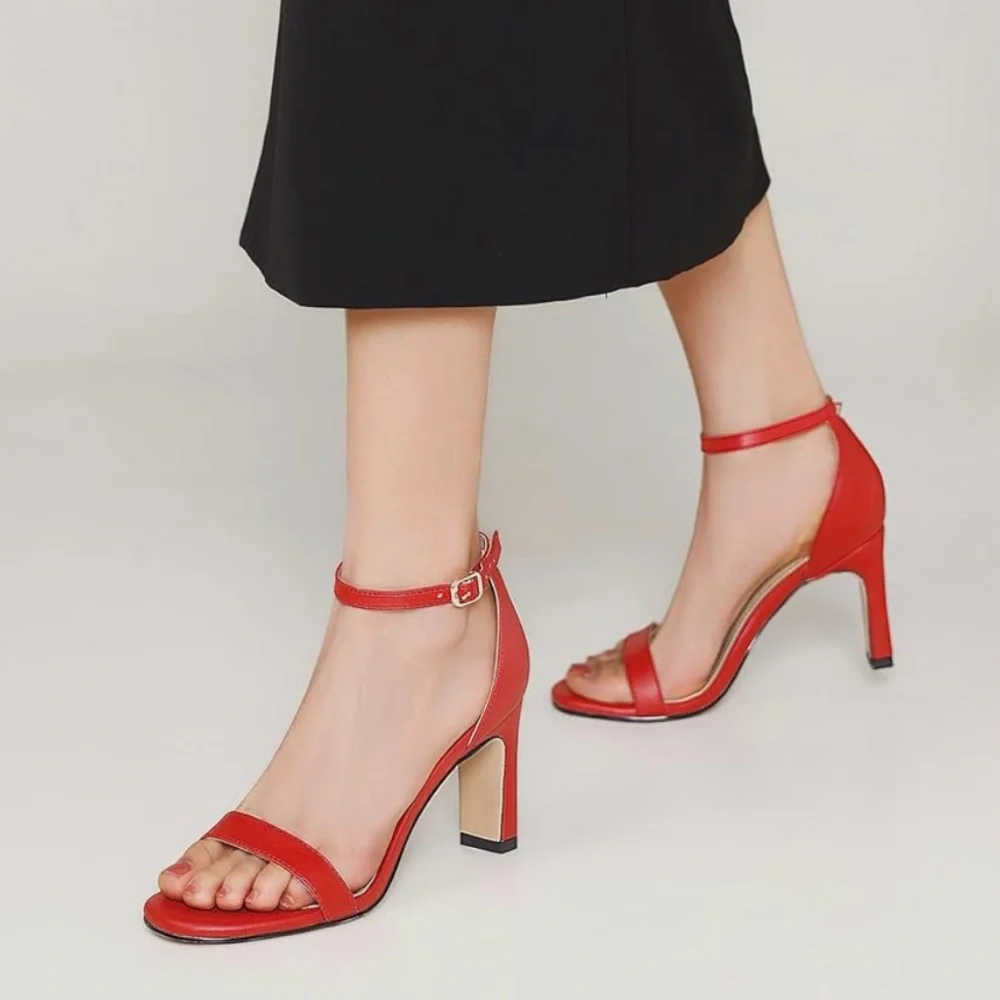 Scarlet Red Platform Block Heel Sandals | Ankle Strap | NWOT